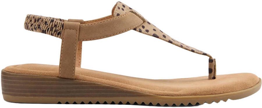 Graceland imitatieleren sandalen met all over print beige zwart