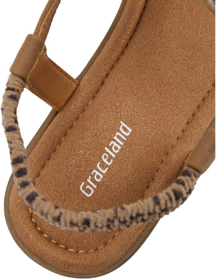 Graceland imitatieleren sandalen met all over print beige zwart - Foto 3