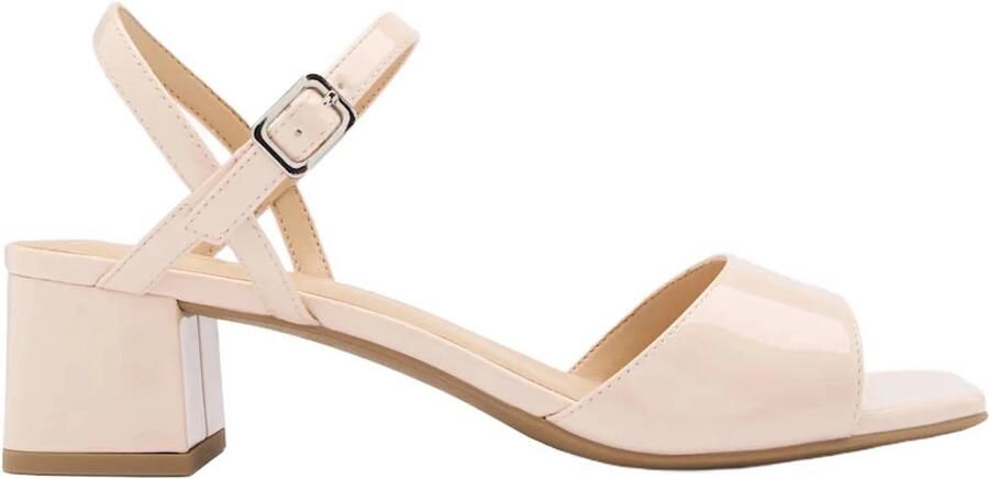 Graceland imitatieleren sandalen met blokhak lichtroze