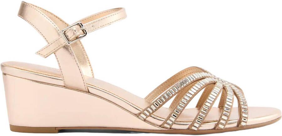 Graceland imitatieleren sandalen met sleehak goud
