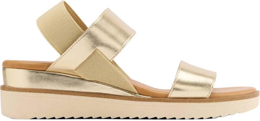 Graceland imitatieleren sandalen met sleehak goud beige