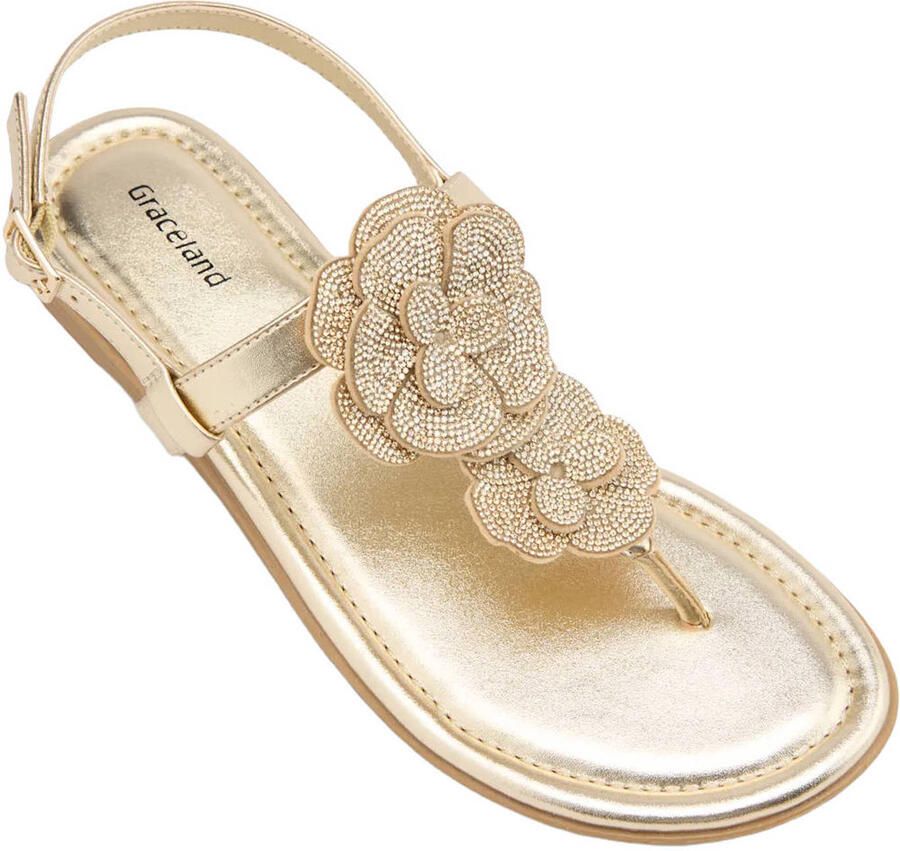 Graceland imitatieleren sandalen met strass steentjes goud - Foto 2