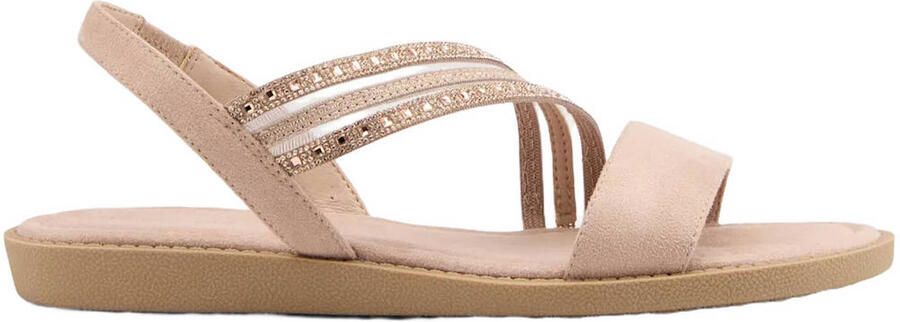 Graceland imitatieleren sandalen met strass steentjes lichtroze