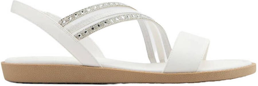 Graceland imitatieleren sandalen met strass steentjes wit