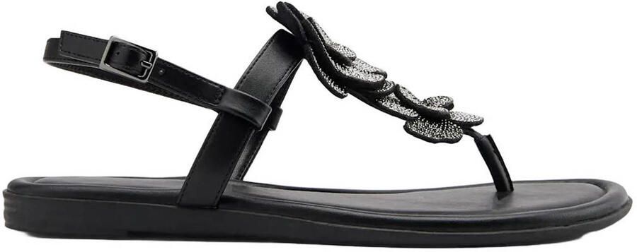 Graceland imitatieleren sandalen met strass steentjes zwart