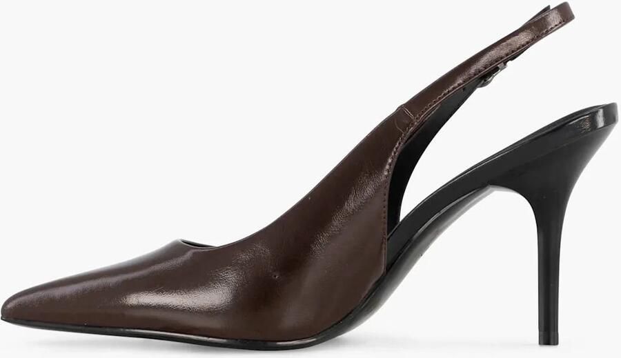 Graceland imitatieleren slingback pumps met naaldhak bruin - Foto 3