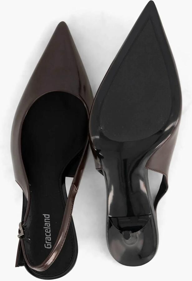 Graceland imitatieleren slingback pumps met naaldhak bruin - Foto 2