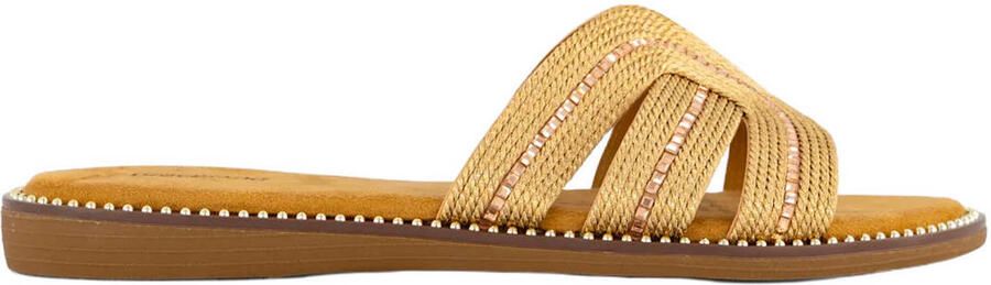 Graceland imitatieleren slippers met studs goud