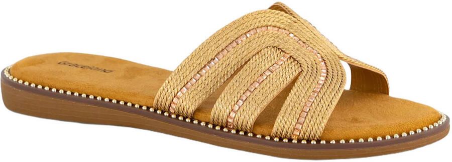 Graceland imitatieleren slippers met studs goud - Foto 3