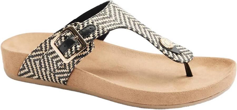 Graceland imitatieleren teenslippers zwart wit - Foto 3