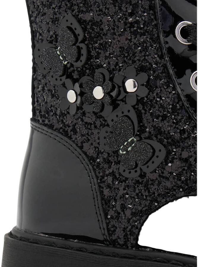 Graceland lakleren enkelboots met glitters en profielzool zwart - Foto 3