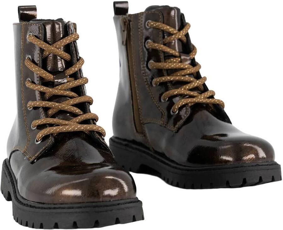 Graceland lakleren enkelboots met profielzool bruin