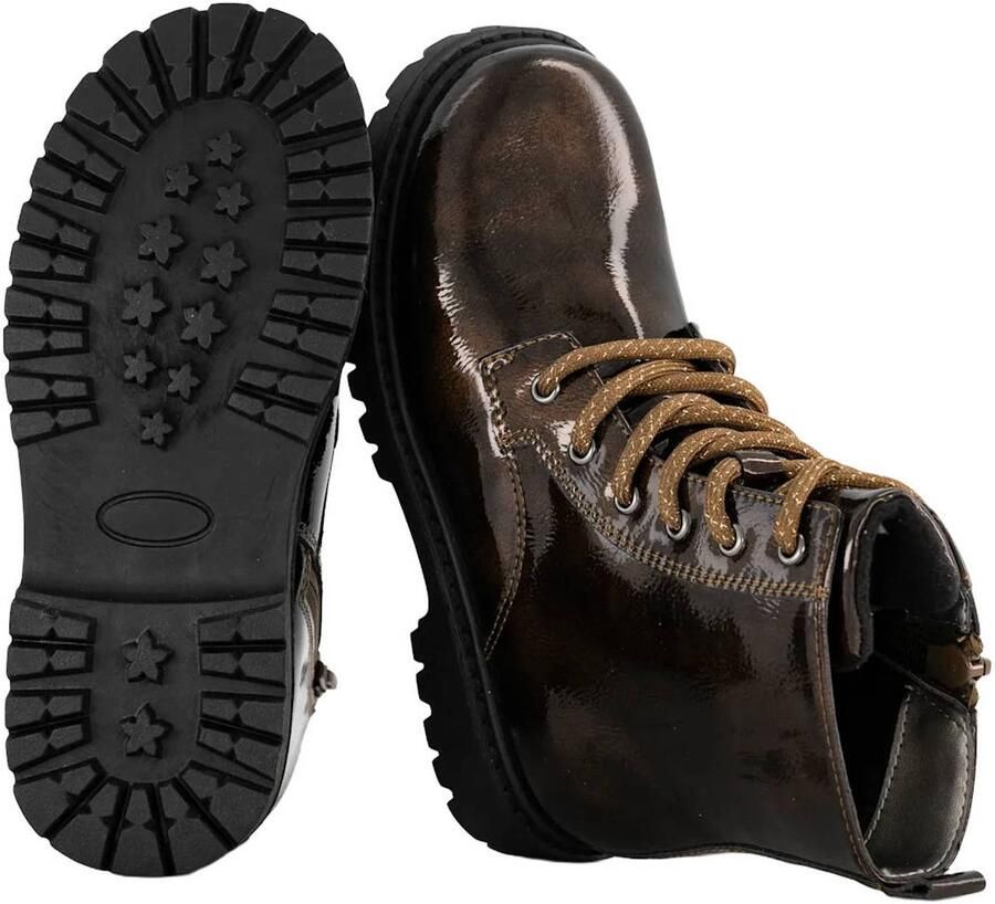Graceland lakleren enkelboots met profielzool bruin - Foto 2