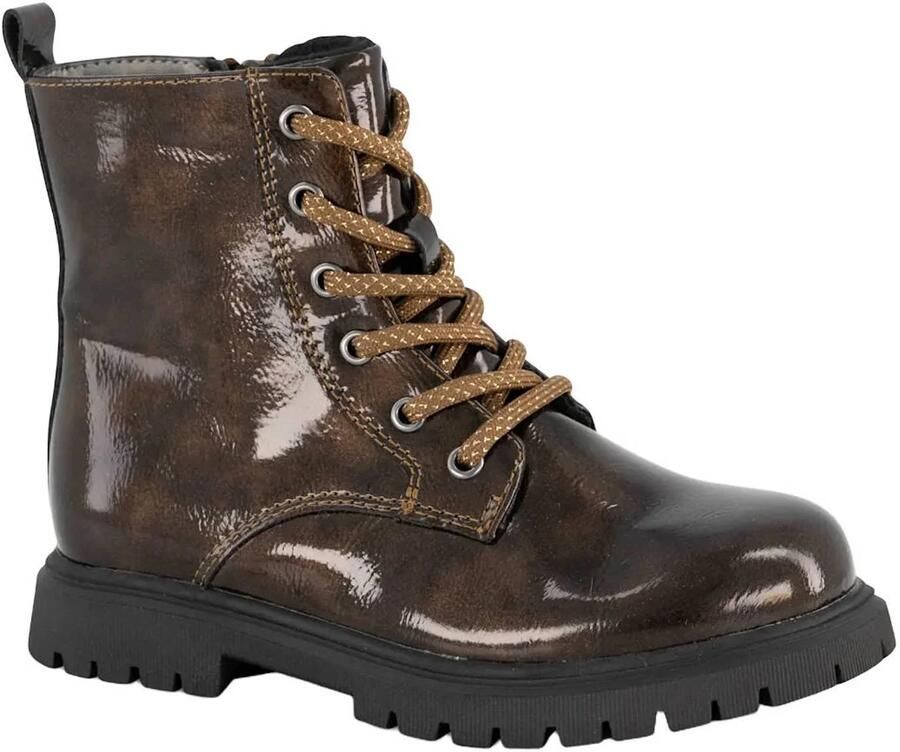 Graceland lakleren enkelboots met profielzool bruin
