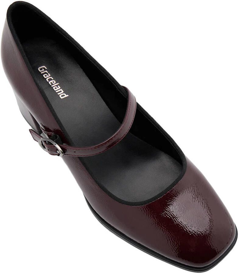 Graceland lakleren pumps met blokhak bordeaux - Foto 2