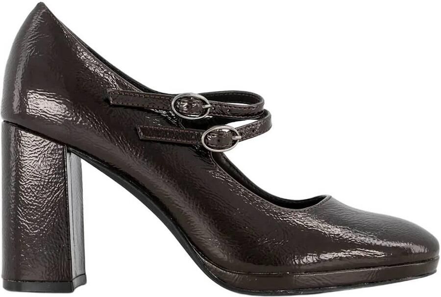 Graceland lakleren pumps met blokhak bruin