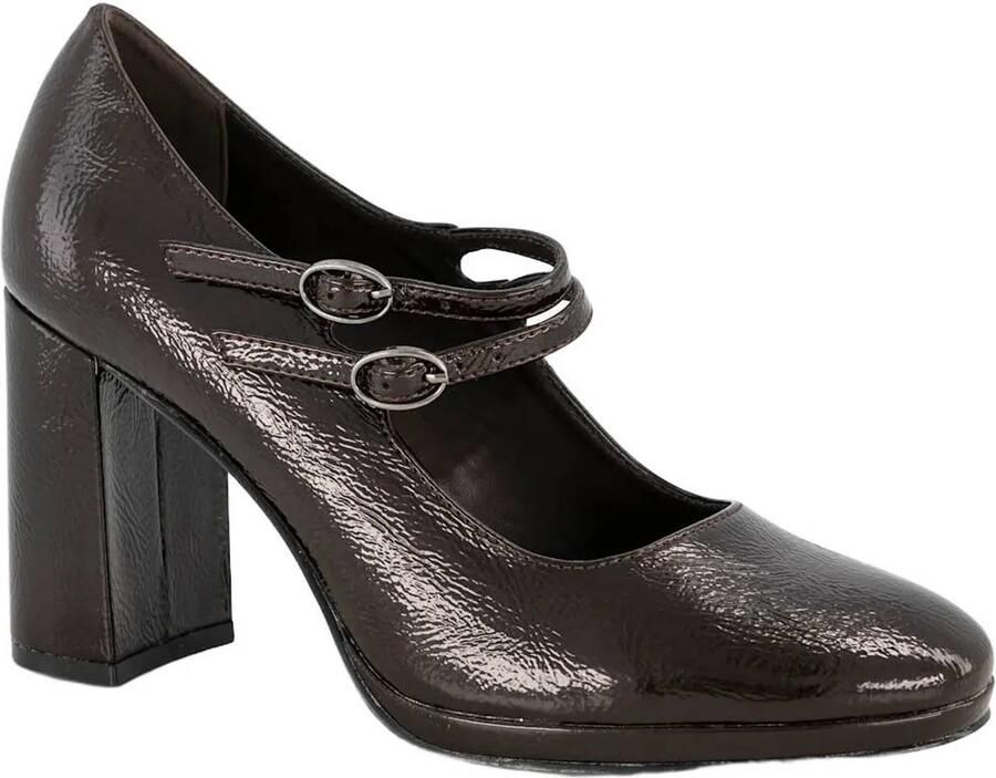 Graceland lakleren pumps met blokhak bruin - Foto 2