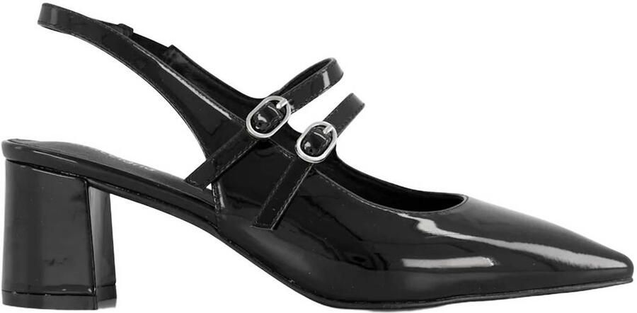 Graceland lakleren slingback pumps met blokhak zwart