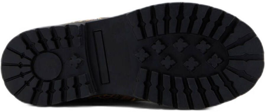 Graceland leren enkelboots met panterprint beige zwart - Foto 3