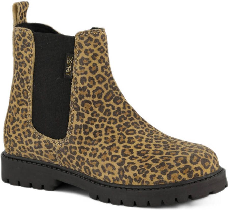 Graceland leren enkelboots met panterprint beige zwart - Foto 3