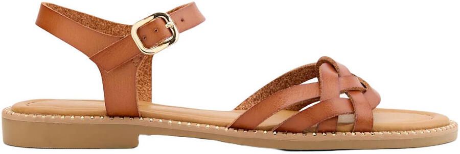 Graceland leren sandalen cognac