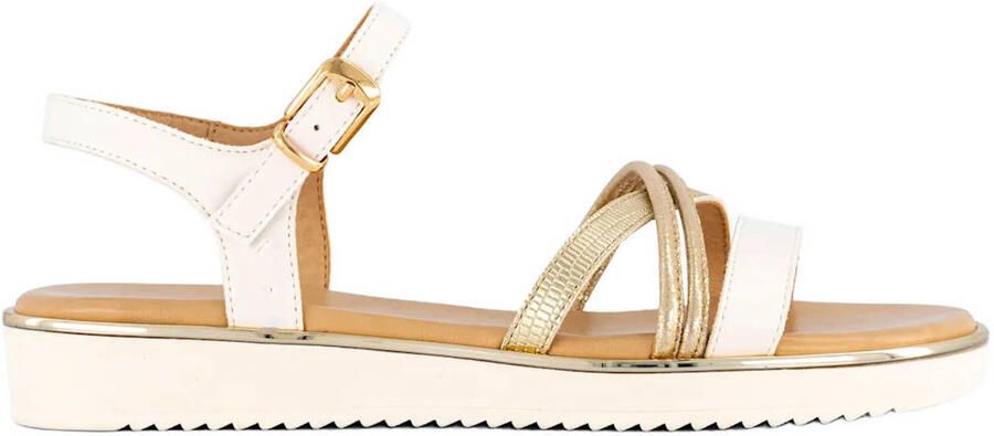 Graceland leren sandalen goud ecru