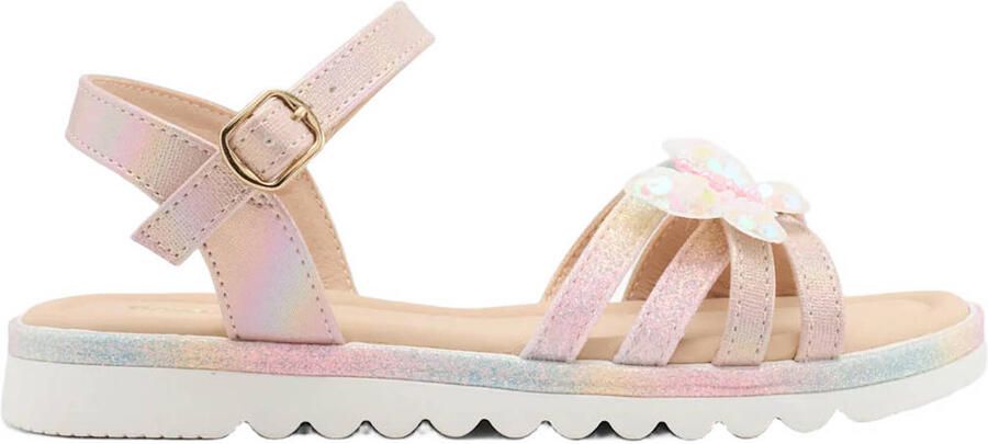 Graceland leren sandalen met glitters lichtroze