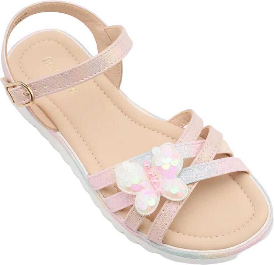 Graceland leren sandalen met glitters lichtroze - Foto 2