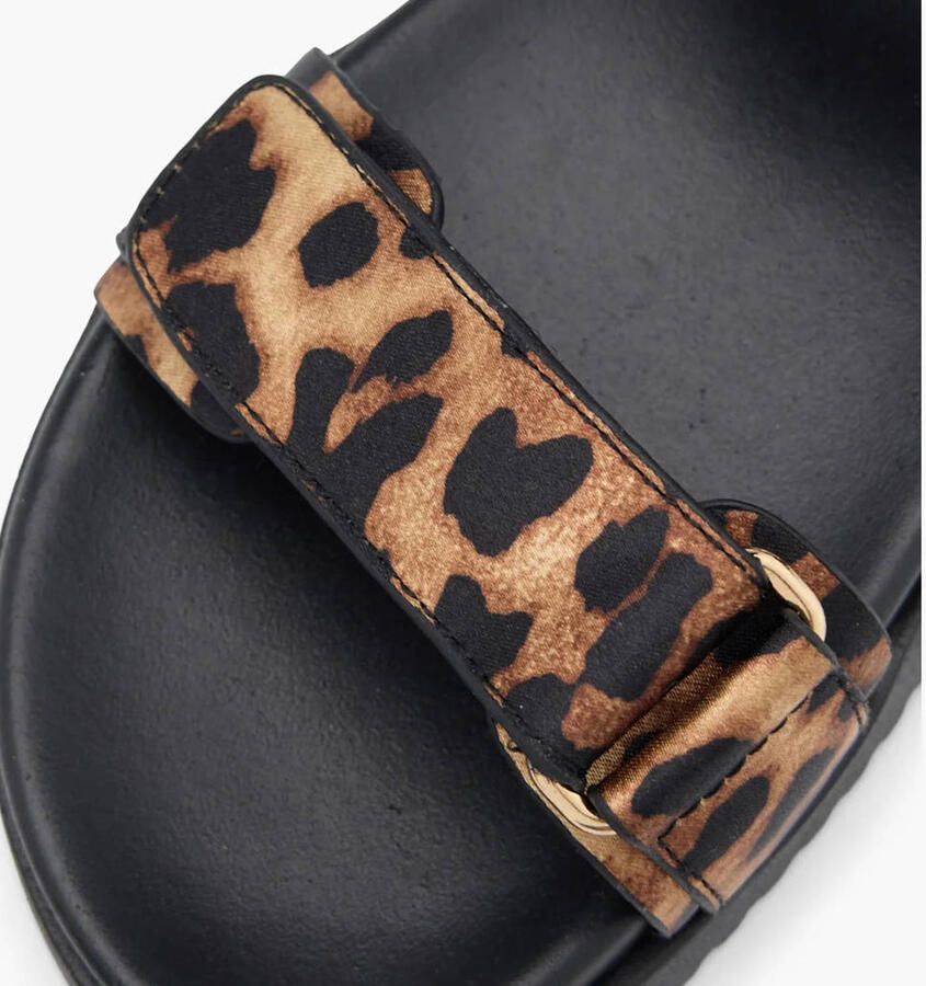Graceland leren sandalen met panterprint cognac zwart - Foto 2