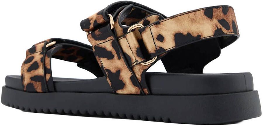 Graceland leren sandalen met panterprint cognac zwart - Foto 3