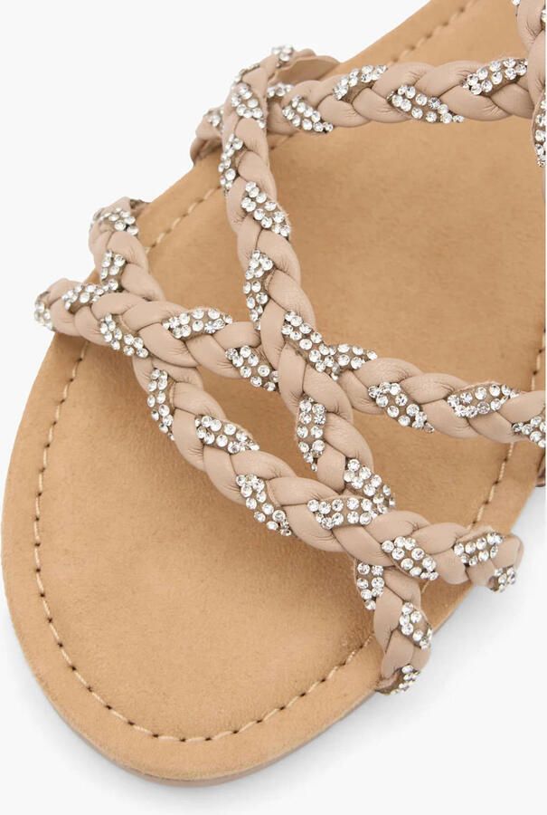 Graceland leren sandalen met strass beige - Foto 3