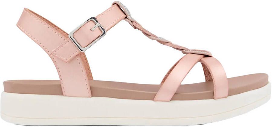 Graceland leren sandalen met strass lichtroze zilver