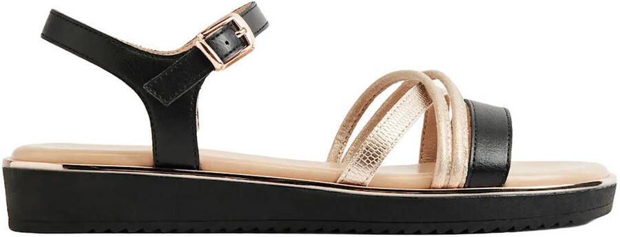 Graceland leren sandalen zwart goud