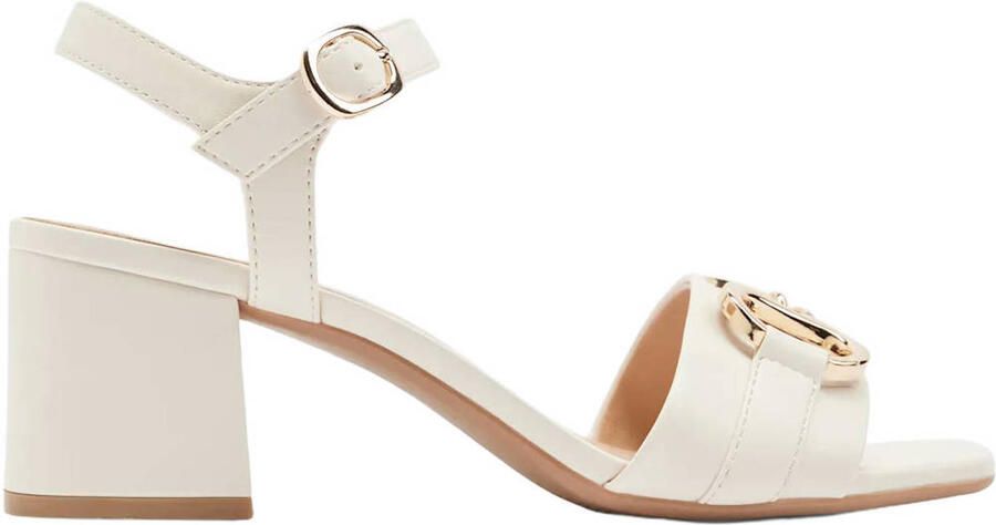 Graceland leren sandalettes met siergesp ecru