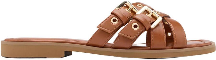 Graceland leren slippers cognac