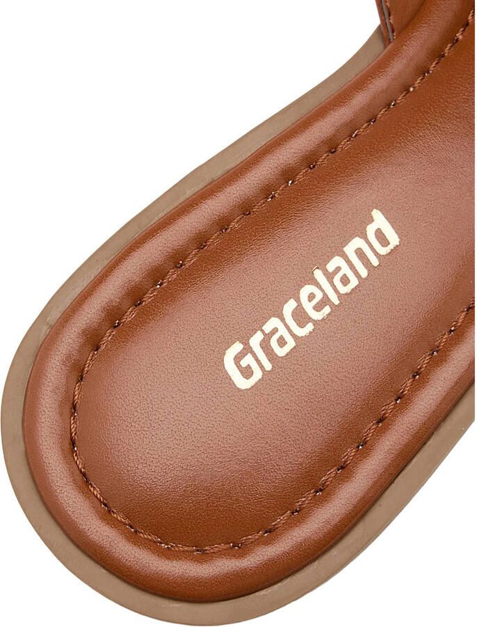 Graceland leren slippers cognac - Foto 2