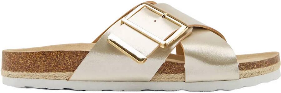 Graceland leren slippers goud