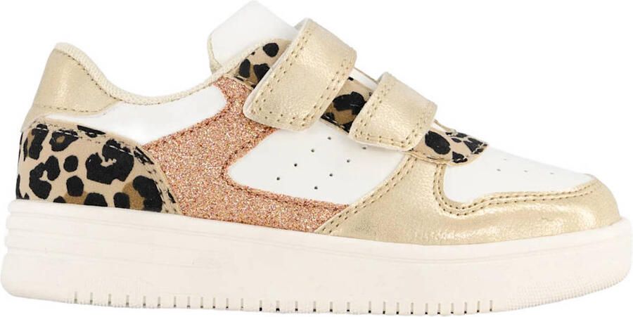 Graceland leren sneakers beige panter roze glitter