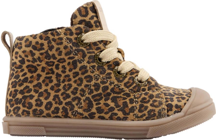 Graceland leren sneakers cognac zwart