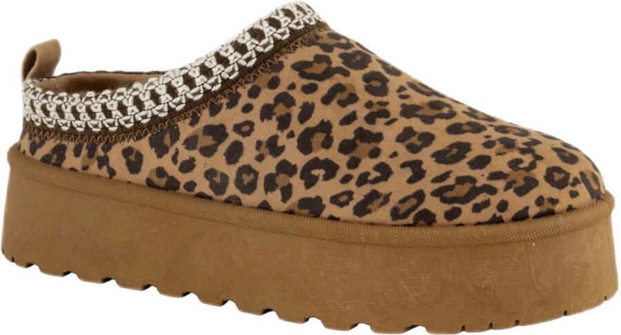 Graceland pantoffels met panterprint cognac - Foto 3