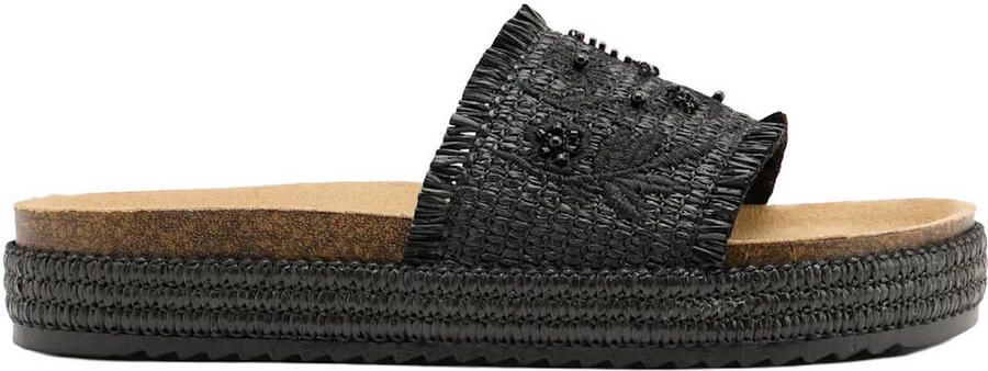 Graceland rieten slippers zwart