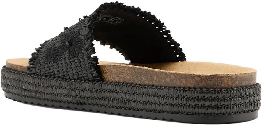 Graceland rieten slippers zwart - Foto 2