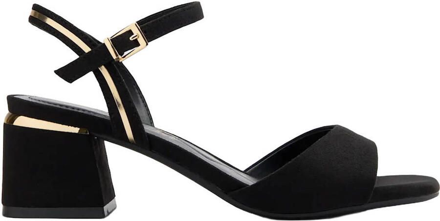 Graceland sandalen met blokhak zwart goud