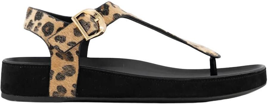 Graceland sandalen met panterprint beige zwart