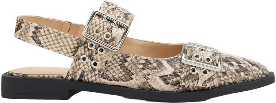 Graceland slingback loafers met slangenprint beige
