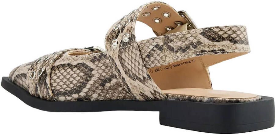 Graceland slingback loafers met slangenprint beige - Foto 3