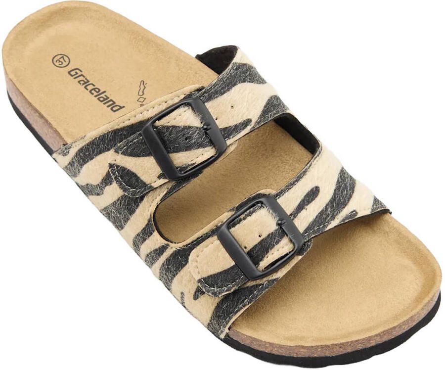Graceland slippers beige zwart - Foto 2