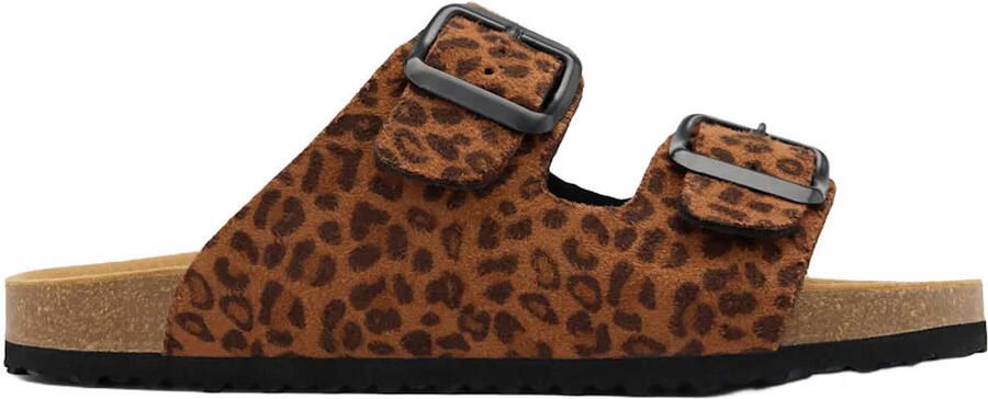 Graceland slippers met panterprint bruin
