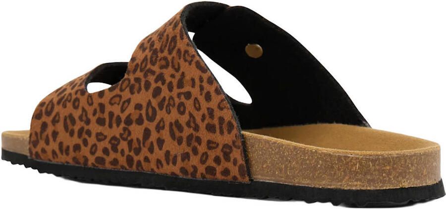 Graceland slippers met panterprint cognac zwart - Foto 3