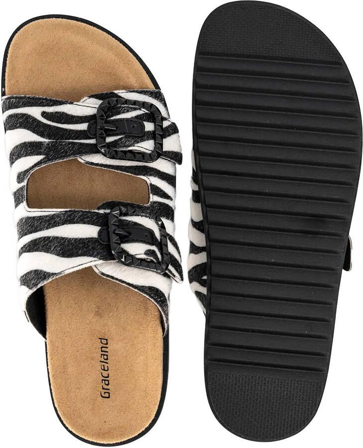 Graceland slippers met zebraprint zwart wit - Foto 2